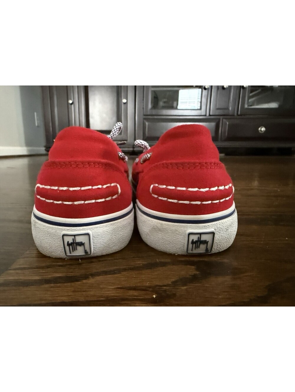 Guy Harvey Womens 7.5 Red Canvas Boat Shoes Deck Loafers GHWMISSIT-6231 - Picture 4 of 10